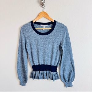 BCBG Marled Peplum Long Sleeve Sweater